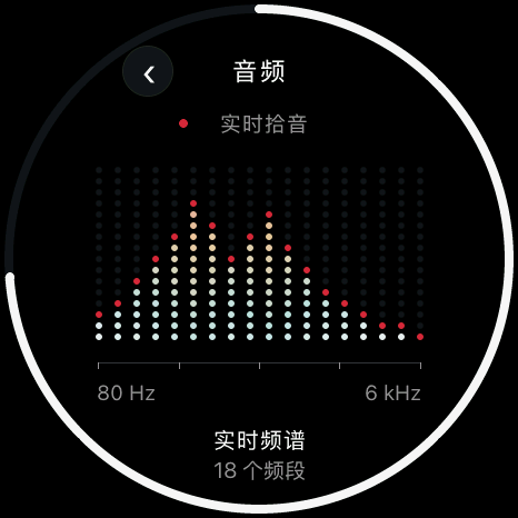 音频可视化界面：彩色点阵频谱